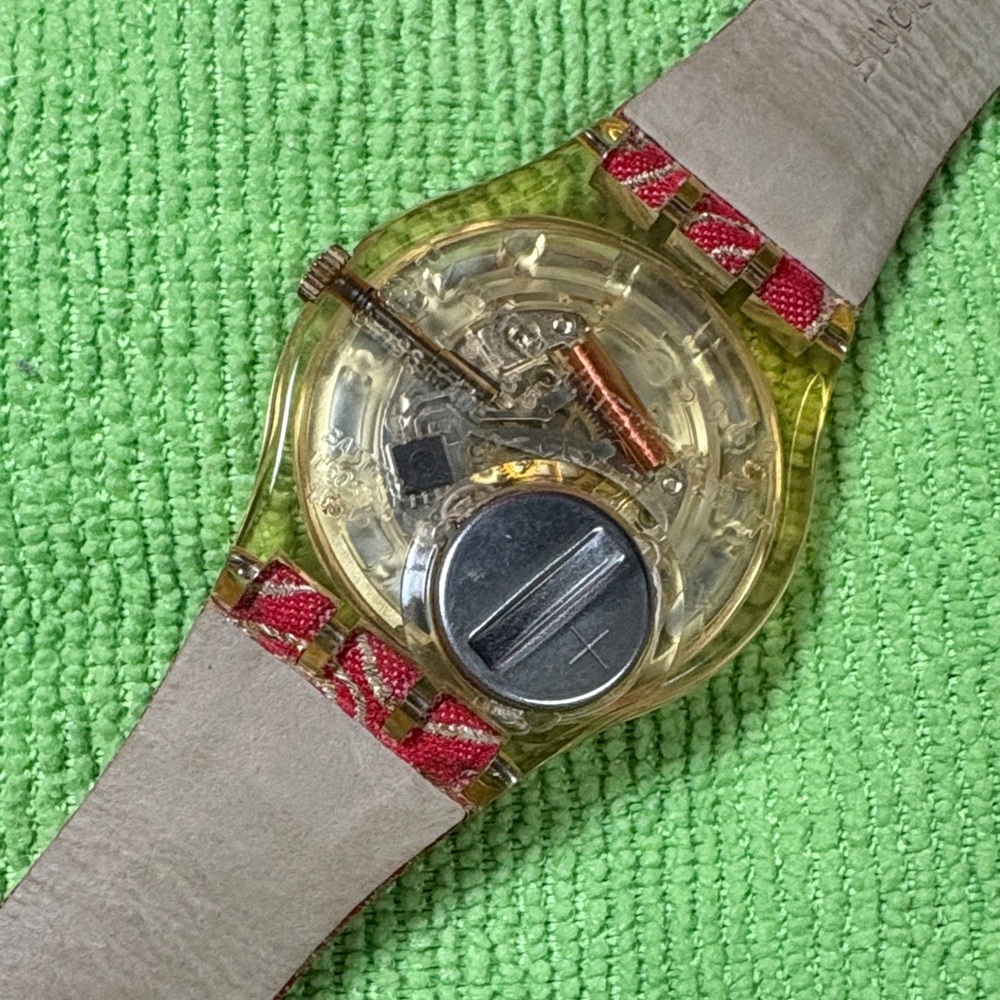 Coral pink Swirl Pattern Swatch Watch - Picture 10 of 12